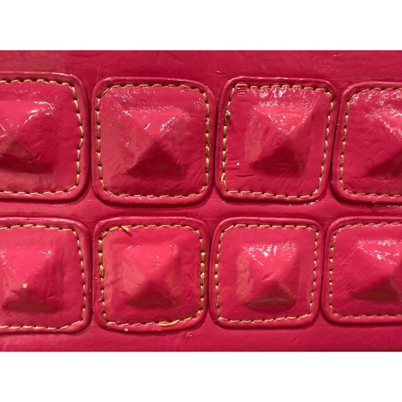 Pink Patent Leather Studded Clutch Chinese Laundry Chain Strap Rear Zipper - Picture 4 of 14